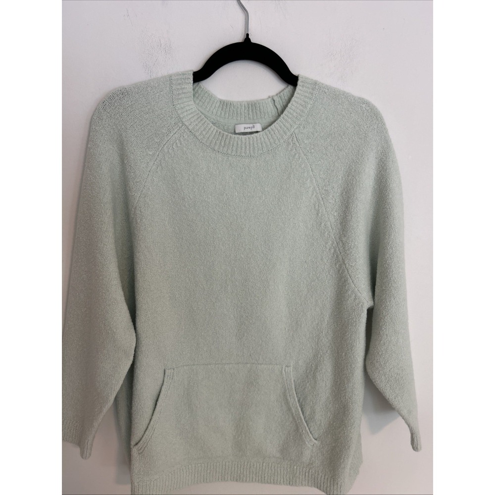 J Jill Pure‎ Jill Women S Mint Green Long Sleeve Plush Crewneck Pockets Sweater